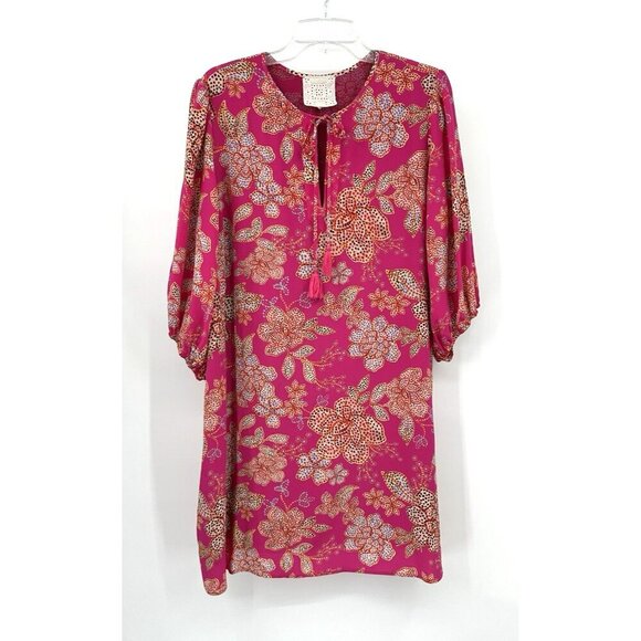 JOHNNY WAS JADE vesna dress tunic mini 100% silk pink multi floral boho S - Picture 5 of 10